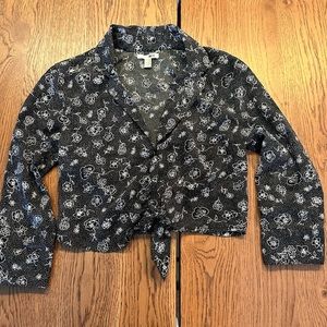 Society Amuse Black Floral Crop Top XS